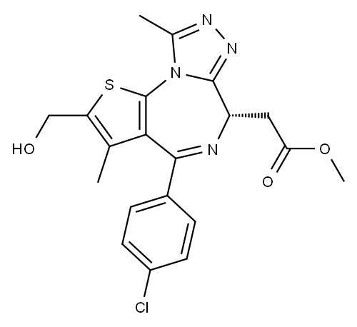 (S)-2-(4-(4-氯苯基)-2-(羟甲基)-3,9-二甲基-6H-噻吩并[3,2-F] [1,2,4]三唑并[4,3]-A] [1,4]二氮杂卓-6-基)乙酸甲酯 结构式