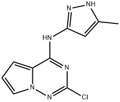 2-Chloro-N-(5-methyl-1H-pyrazol-3-yl)pyrrolo[2,1-f][1,2,4]triazin-4-amine 结构式