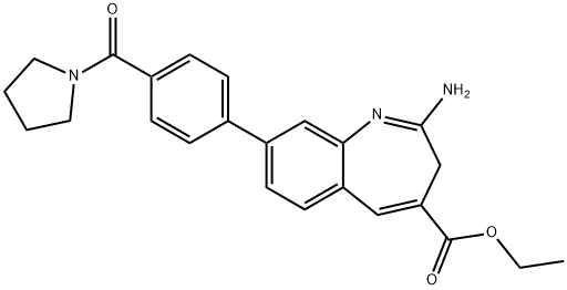 2-Amino-8-[4-(1-pyrrolidinylcarbonyl)phenyl]-3H-1-benzazepine-4-carboxylic acid ethyl ester 结构式