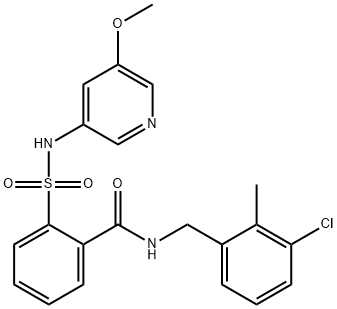 N-[(3-Chloro-2-methylphenyl)methyl]-2-[[(5-methoxy-3-pyridinyl)amino]sulfonyl]benzamide 结构式