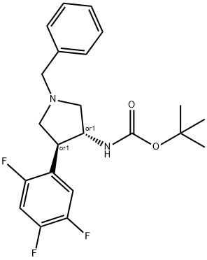 1,1-二甲基乙基-N-[(3R,4S)-1-(苯基甲基)-4-(2,4,5-三氟苯基)-3-吡咯烷基]氨基甲酸酯 结构式