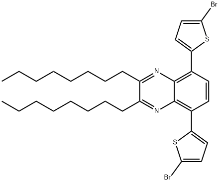 5,8-双(5-溴噻吩-2-基)-2,3-二辛基喹喔啉 结构式