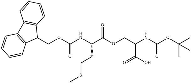 (Tert-Butoxy)Carbonyl Ser((9H-Fluoren-9-yl)MethOxy]Carbonyl Met)-OH 结构式