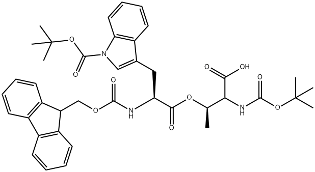 (Tert-Butoxy)Carbonyl Thr((9H-Fluoren-9-yl)MethOxy]Carbonyl Trp(Boc))-OH 结构式