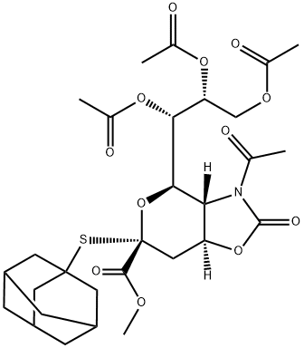 5-乙酰氨基-7,8,9-三-O-乙酰基-5-N,4-O-羰基-2-S-金刚烷基-2-硫代-Α-神经氨酸甲酯 结构式