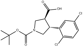 (Tert-Butoxy)Carbonyl (±)-trans-4-(2,5-dichloro-phenyl)-pyrrolidine-3-carboxylic acid 结构式