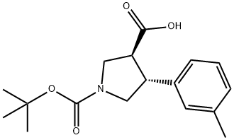 Boc-(±)-trans-4-(3-methyl-phenyl)-pyrrolidine-3-carboxylic acid 结构式