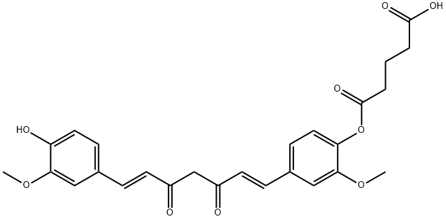 5-(4-((1E,6E)-7-(4-hydroxy-3-methoxyphenyl)-3,5-dioxohepta-1,6-dienyl)-2-methoxyphenoxy)-5-oxopentanoic acid 结构式