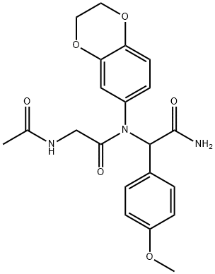 2-[(2-乙酰氨基乙酰基)氨基]-N-(2,3-二氢-1,4-苯并二恶英-6-基)-2-(4-甲氧基苯基)乙酰胺 结构式