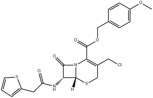 (6R,7R)-3-(Chloromethyl)-8-oxo-7-[[2-(2-thienyl)acetyl]amino]-5-thia-1-azabicyclo[4.2.0]oct-2-ene-2-carboxylic Acid (4-Methoxyphenyl)methyl Ester 结构式
