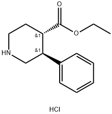 (3R,4S)-乙基 3-苯基哌啶-4-甲酸基酯盐酸 结构式