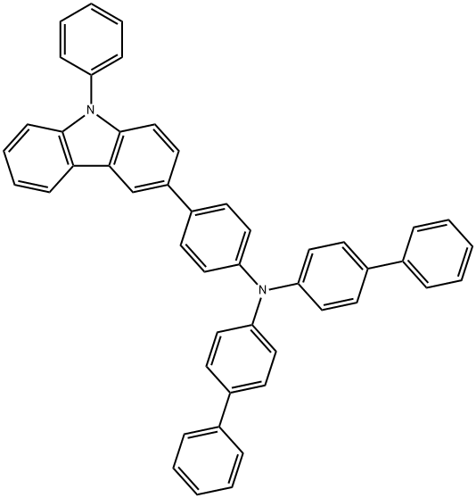 3-[4-[双(1,1'-联苯-4-基)胺]苯基]-9-苯基-9H-咔唑 结构式