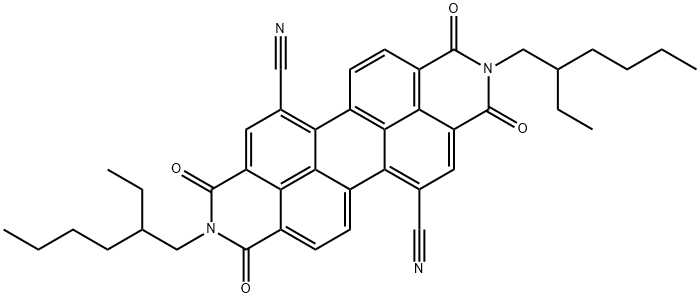 N,N′-BIS(2-ETHYLHEXYL)-1,7-DICYANOPERYLENE-3,4:9,10-BIS(DICARBOXIMIDE) 结构式