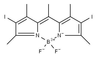 5,5-二氟-2,8-二碘-1,3,7,9,10-五甲基-5H-4L4,5L4-二吡咯并[1,2-C:2',1'-F][1,3,2]二氮杂硼胺 结构式
