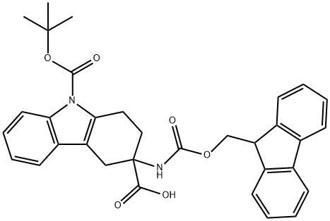 3-Amino-1,2,3,4-tetrahydrocarbazole-3-carboxylic acid, N1-BOC 3-FMOC protected 结构式