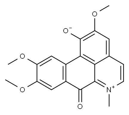 7H-Dibenzo[de,g]quinolinium, 1-hydroxy-2,9,10-trimethoxy-6-methyl-7-oxo-, inner salt 结构式