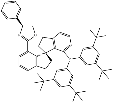 (S)-7'-〔4(R)-(苯基)噁唑-2-基]-7-二(3,5-二-叔丁基苯基)膦基-2,2',3,3'-四氢-1,1'-螺二氢茚 结构式