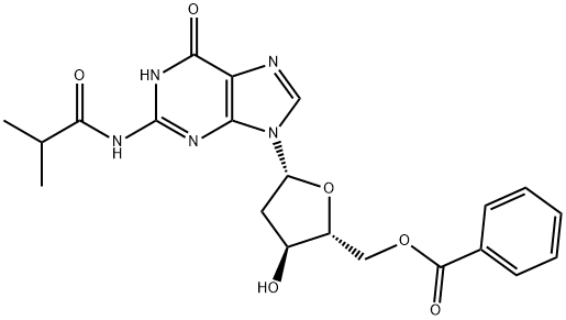 苯甲酸[[(2R,3S,5R)-3-羟基-5-[2-异丁酰氨基-6-氧代-1H-嘌呤-9(6H)-基]四氢呋喃-2-基]甲基]酯 结构式