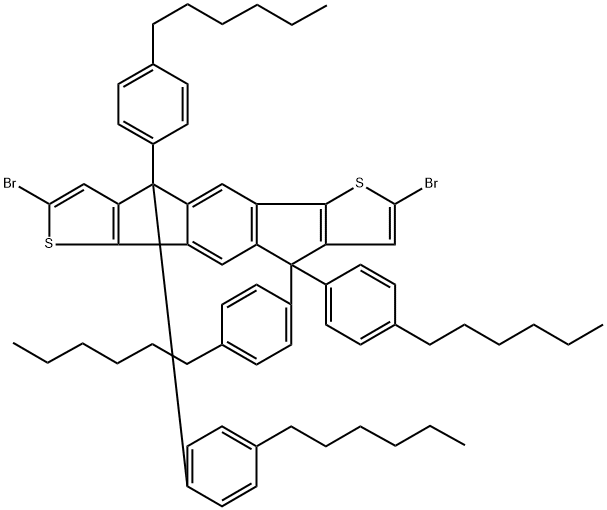 4,4,9,9-四(4-己基苯基)-2,7-二溴-引达省并二噻吩 结构式