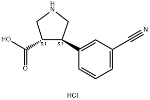 (3R,4S)-4-(3-氰基苯基)吡咯烷-3-羧酸盐酸盐 结构式