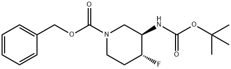 (3R,4R)-苯甲基 3-((叔-丁氧羰基)氨基)-4-氟哌啶-1-甲酸基酯 结构式