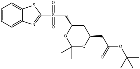 D-erythro-Hexonic acid, 6-(2-benzothiazolylsulfonyl)-2,4,6-trideoxy-3,5-O-(1-methylethylidene)-, 1,1-dimethylethyl ester 结构式