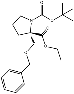 (S)-N-(tert-butoxycarbonyl)-α-(benzyloxymethyl)proline ethyl ester 结构式