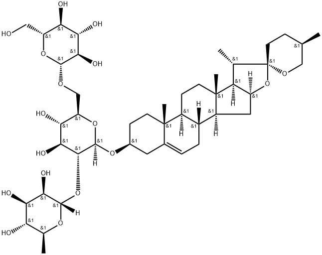 薯蓣皂苷元-3-O-鼠李糖(1-2)[葡萄糖(1-6)]葡萄糖苷 结构式