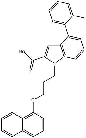 4-(2-Methylphenyl)-1-(3-(1-naphthyloxy)propyl)-1H-indole-2-carboxylic acid 结构式