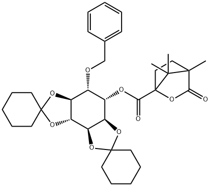 [1(1S)]-2,3:4,5-Di-O-cyclohexylidene-6-O-(phenylMethyl)-D-Myo-Inositol 4,7,7-TriMethyl-3-oxo-2-oxabicyclo[2.2.1]heptane-1-carboxylate 结构式