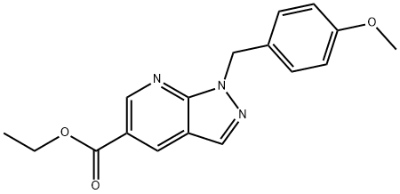 1H-Pyrazolo[3,4-b]pyridine-5-carboxylic acid, 1-[(4-methoxyphenyl)methyl]-, ethyl ester 结构式