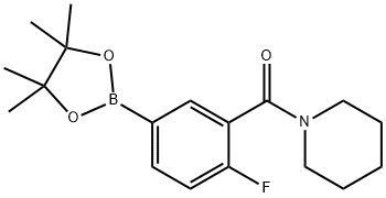 1-{[2-fluoro-5-(tetramethyl-1,3,2-dioxaborolan-2-yl)phenyl]carbonyl}piperidine 结构式