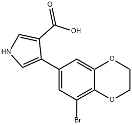 4-(8-溴-2,3-二氢-1,4-苯并二氧杂环己烷-6-基)-1H-吡咯-3-羧酸 结构式