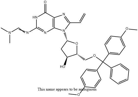 5’-O-Dimethoxytrityl-N2-(dimethylaminomethylidene)-8-ethenyl-2’-deoxyguanosine 结构式