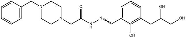 1-Piperazineacetic acid, 4-(phenylmethyl)-, 2-[[3-(2,3-dihydroxypropyl)-2-hydroxyphenyl]methylene]hydrazide 结构式