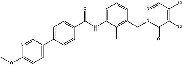 Benzamide, N-[3-[(4,5-dichloro-6-oxo-1(6H)-pyridazinyl)methyl]-2-methylphenyl]-4-(6-methoxy-3-pyridinyl)- 结构式