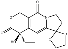 (R)-4-乙基-4-羟基-1,4,7,8-四氢-3H,10H-螺[吡喃并[3,4-F]吲哚并嗪-6,2'-[1,3]二氧戊环]-3,10-二酮 结构式