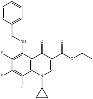 3-Quinolinecarboxylic acid, 1-cyclopropyl-6,7,8-trifluoro-1,4-dihydro-4-oxo-5-[(phenylmethyl)amino]-, ethyl ester 结构式