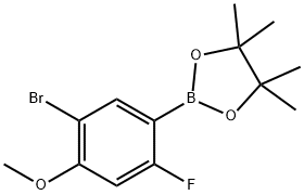 2-(5-BROMO-2-FLUORO-4-METHOXYPHENYL)-4,4,5,5-TETRAMETHYL-1,3,2-DIOXABOROLANE 结构式