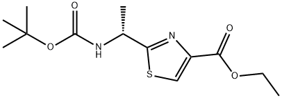 (R)-2-(1-((叔丁氧羰基)氨基)乙基)噻唑-4-羧酸乙酯 结构式