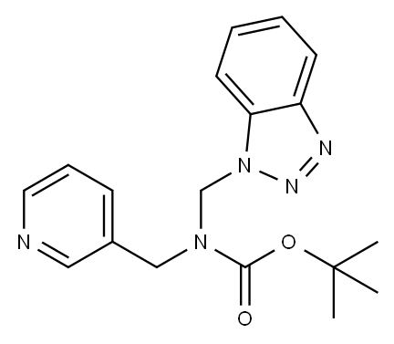 tert-Butyl N-(1H-1,2,3-benzotriazol-1-ylmethyl)-N-(pyridin-3-ylmethyl)carbamate 结构式