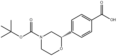 4-Morpholinecarboxylic acid, 2-(4-carboxyphenyl)-, 4-(1,1-dimethylethyl) ester, (2S)- 结构式