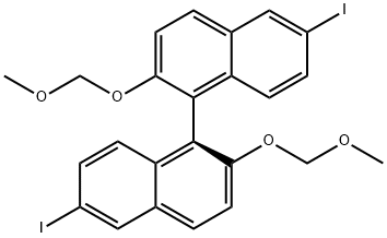 (S)-6,6'-二碘-2,2'-双(甲氧基甲氧基)-1,1'-联萘酚 结构式