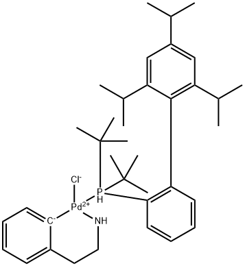 氯[2-(二叔丁基膦基)-2',4',6'-三异丙基-1,1'-联苯基][2-(2-氨基乙基)苯基)]钯(II) 结构式