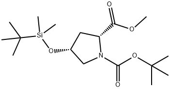 N-BOC-顺式-4-OTBS-D-脯氨酸甲酯 结构式