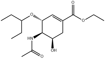 1-Cyclohexene-1-carboxylic acid, 4-(acetylamino)-3-(1-ethylpropoxy)-5-hydroxy-, ethyl ester, (3R,4R,5R)- 结构式