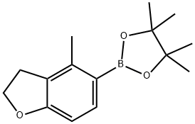 4,4,5,5-tetramethyl-2-(4-methyl-2,3-dihydro-1-benzofuran-5-yl)-1,3,2-dioxaborolane 结构式