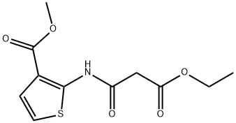 2-(3-乙氧基-3-氧代丙酰胺)噻吩-3-羧酸甲酯 结构式