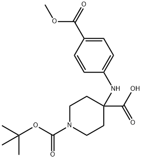 1-(叔-丁氧羰基)-4-((4-(甲酯基)苯基)氨基)哌啶-4-羧酸 结构式