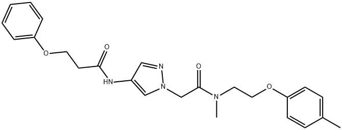 1H-Pyrazole-1-acetamide, N-methyl-N-[2-(4-methylphenoxy)ethyl]-4-[(1-oxo-3-phenoxypropyl)amino]- 结构式